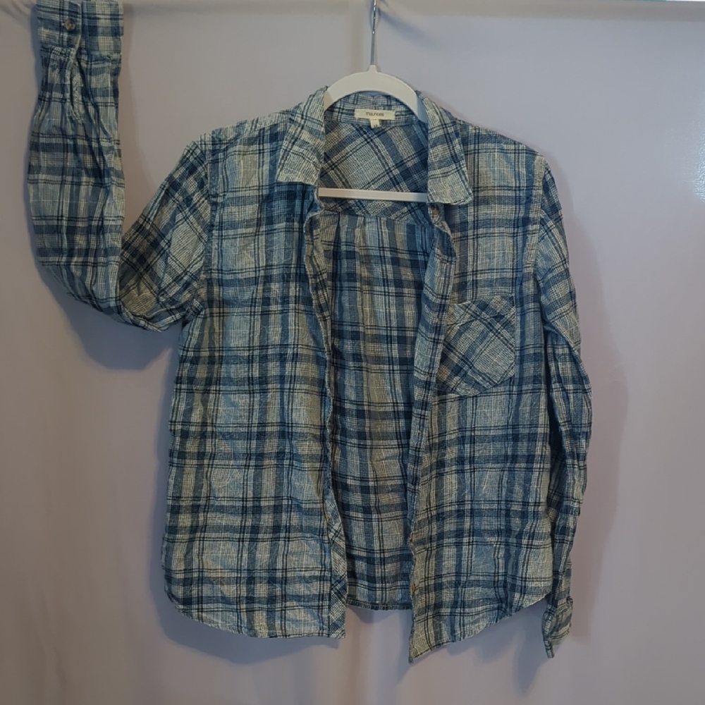 Maurices Blue Plaid Blouse